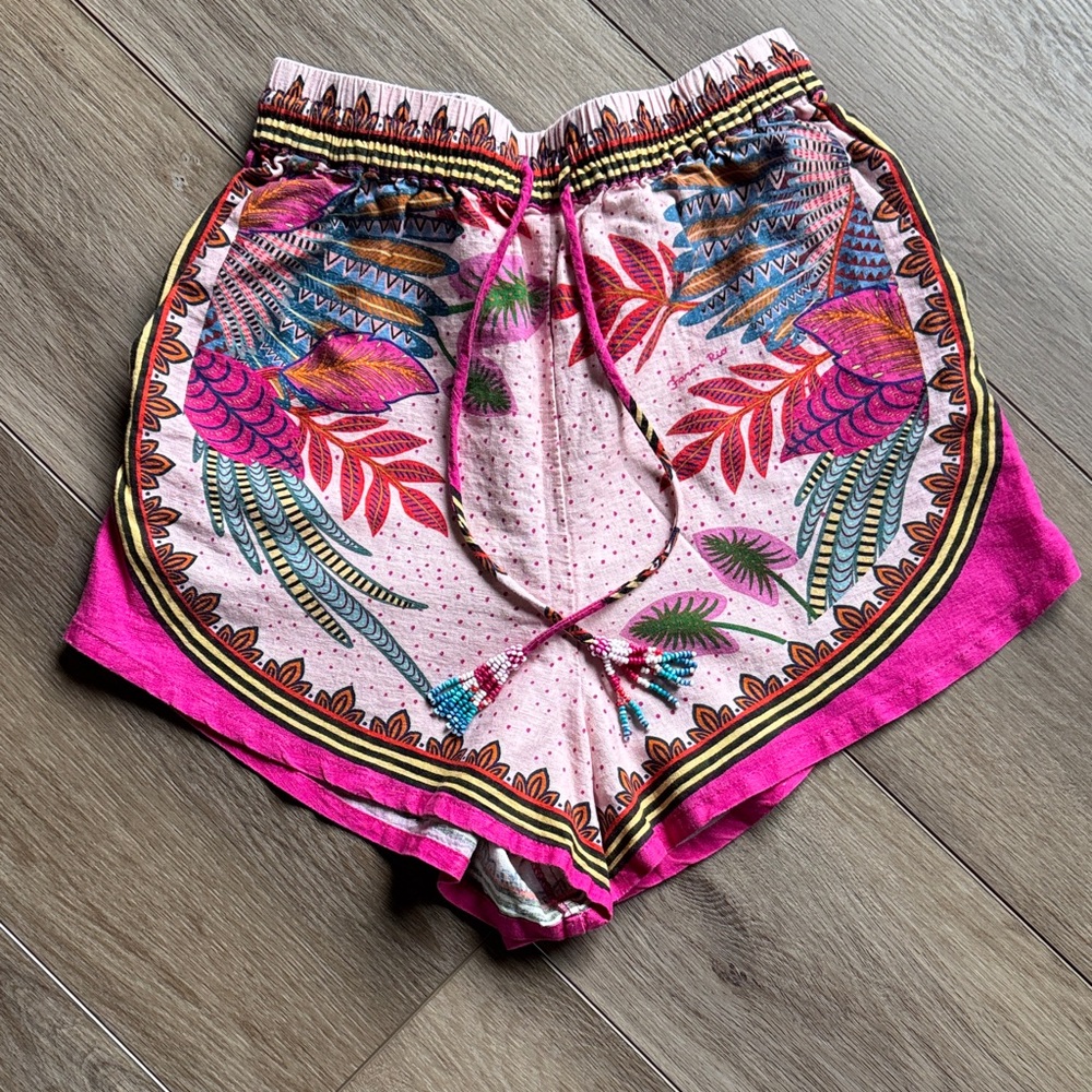 FARM Rio Pink Tropical Print Drawstring Shorts